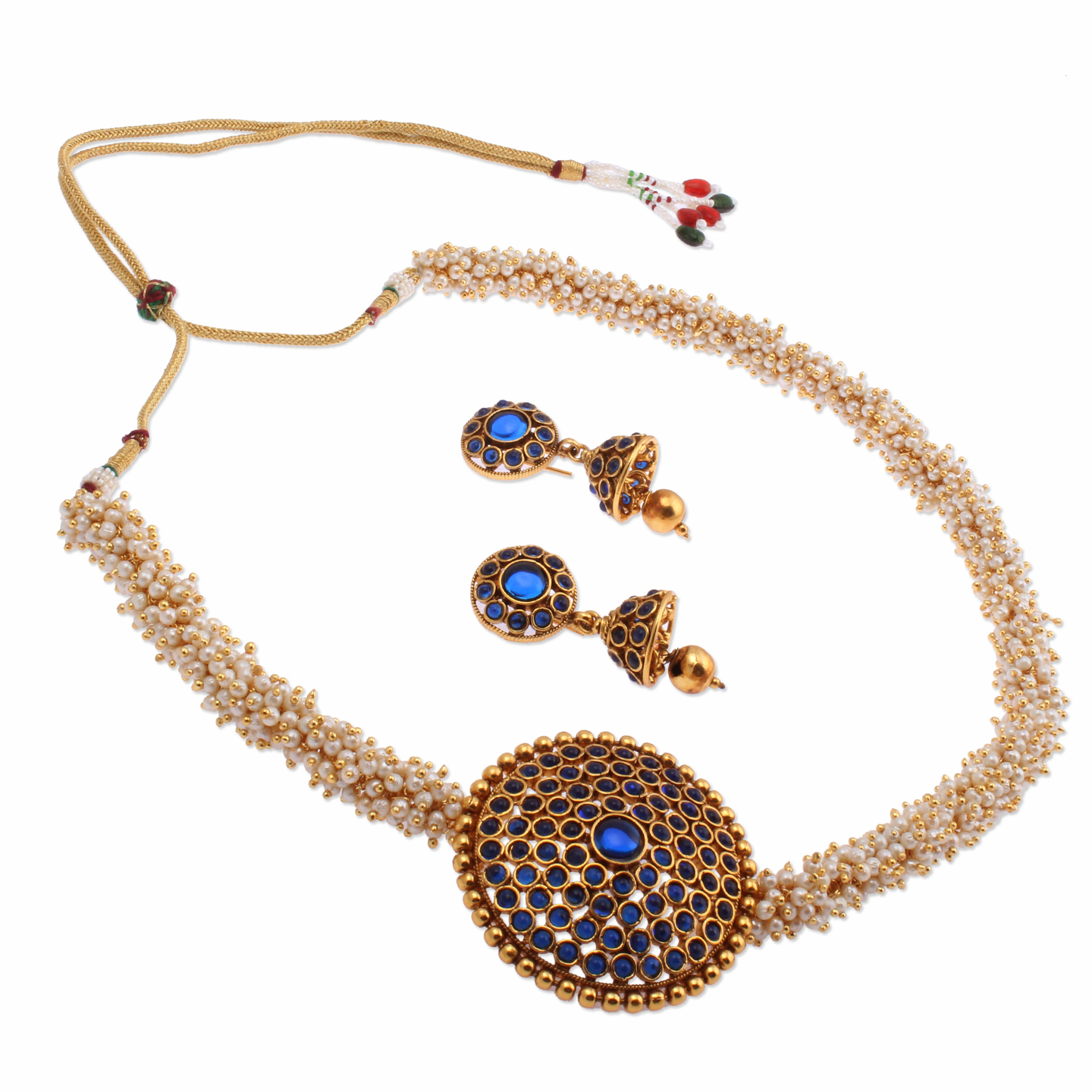Royal Blue Side Pendant Pearl Necklace