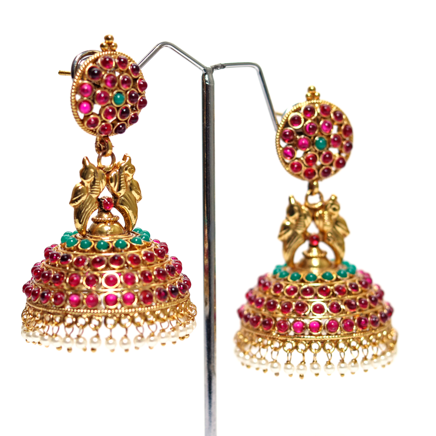 Kemp Green Round Tradional Ethnic Wedding Jhumka