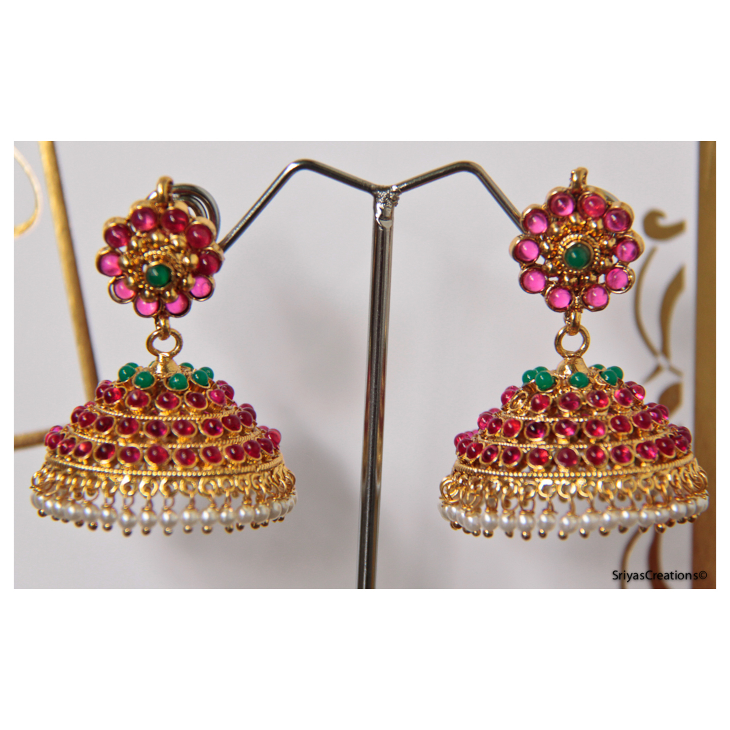 Kemp & Green Round & Stone Studded Jhumka