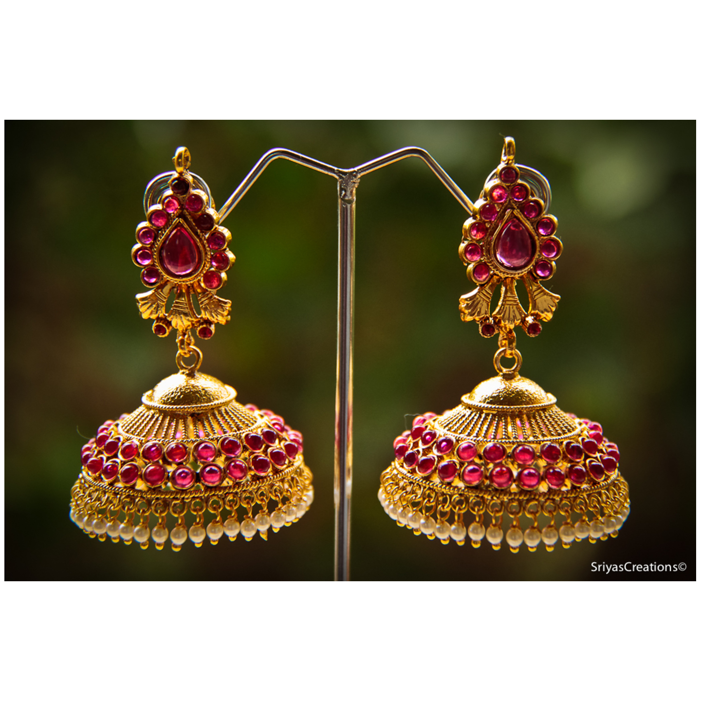 Red Drop & Stone Studded Jhumka