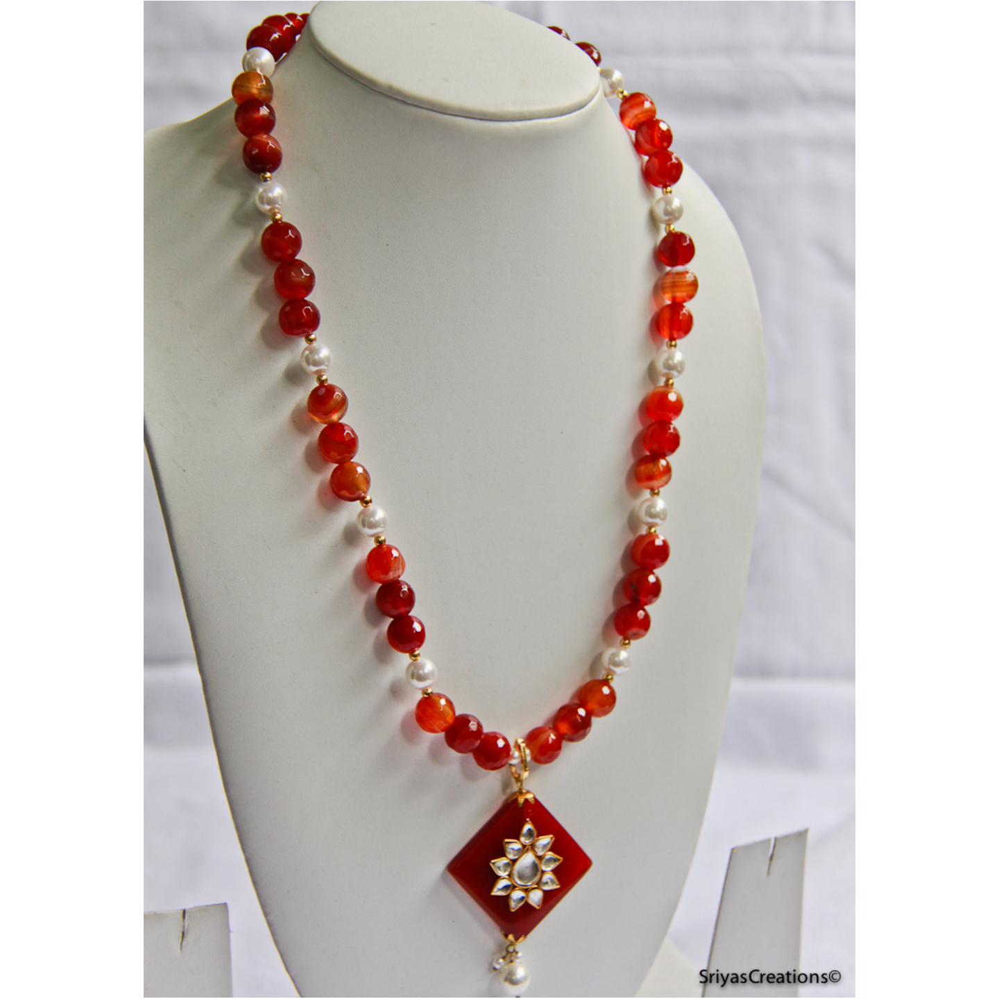 Orange Kundan Necklace