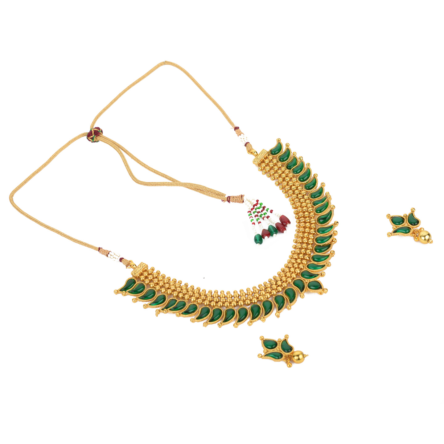 Green Layered leaf Design necklace set