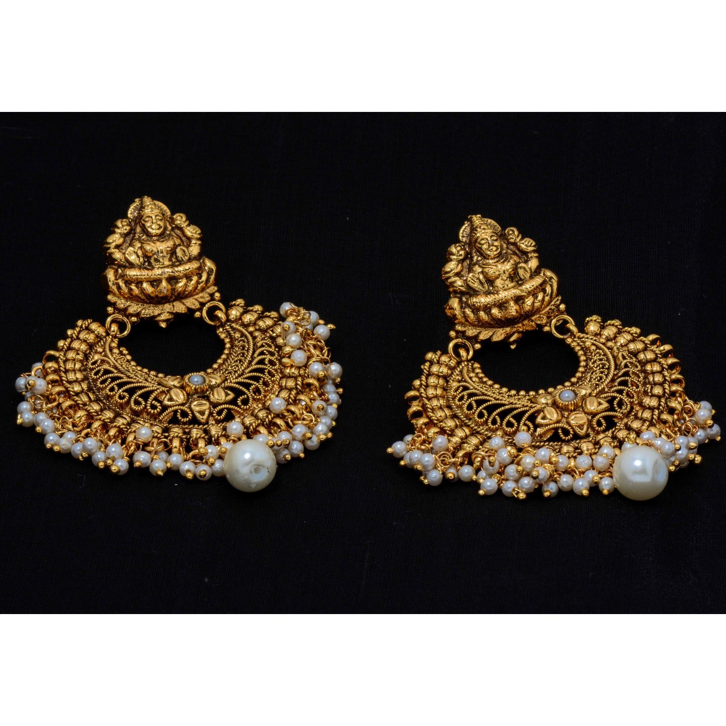 Pearl -Lakshmi Wedding ChandBali Earrings