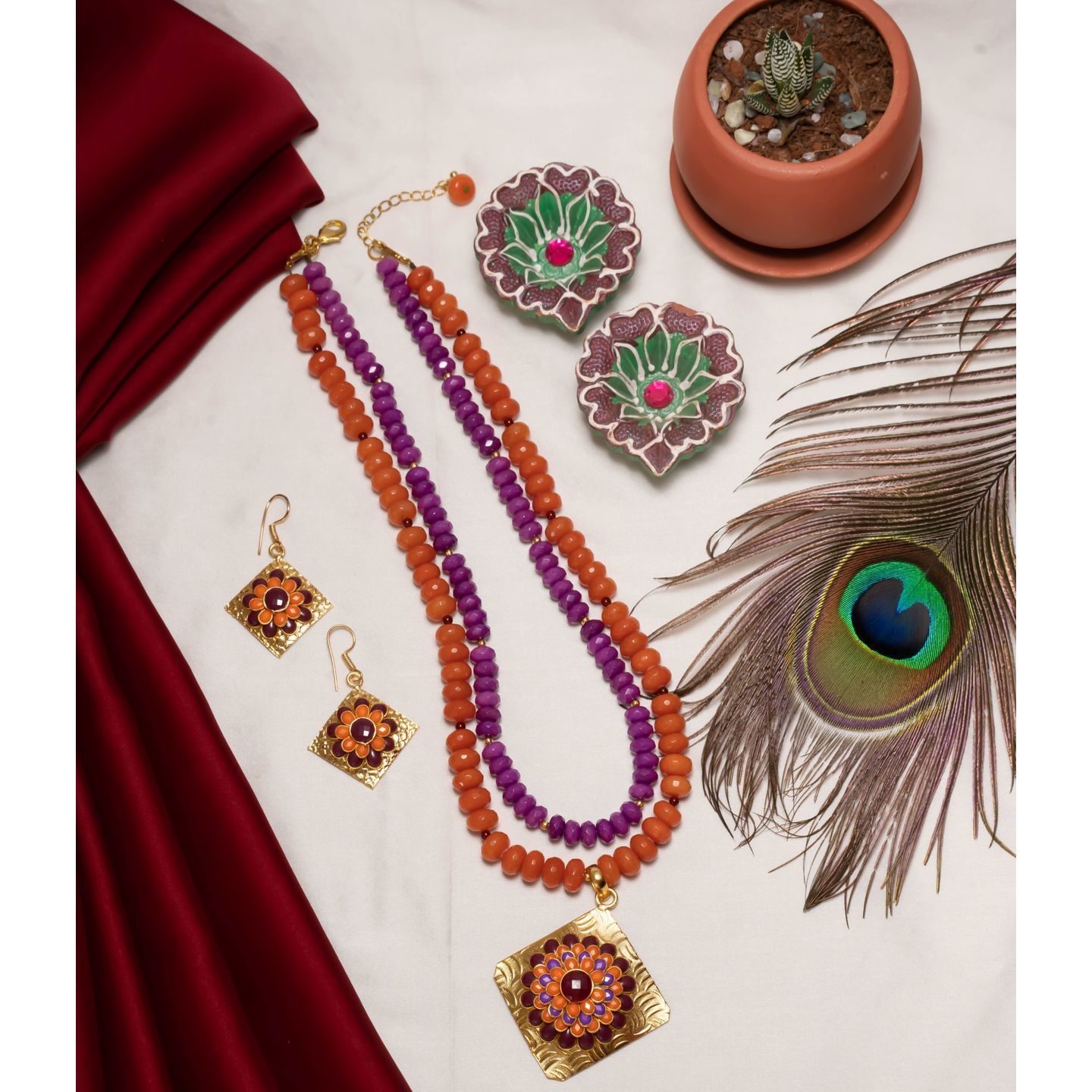 Orange Purple Two Layer Handmade Set