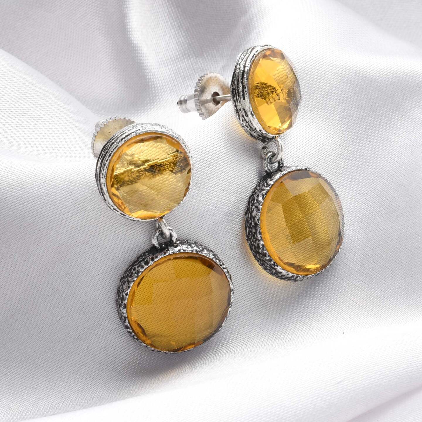 Honey Yellow Round Danglers