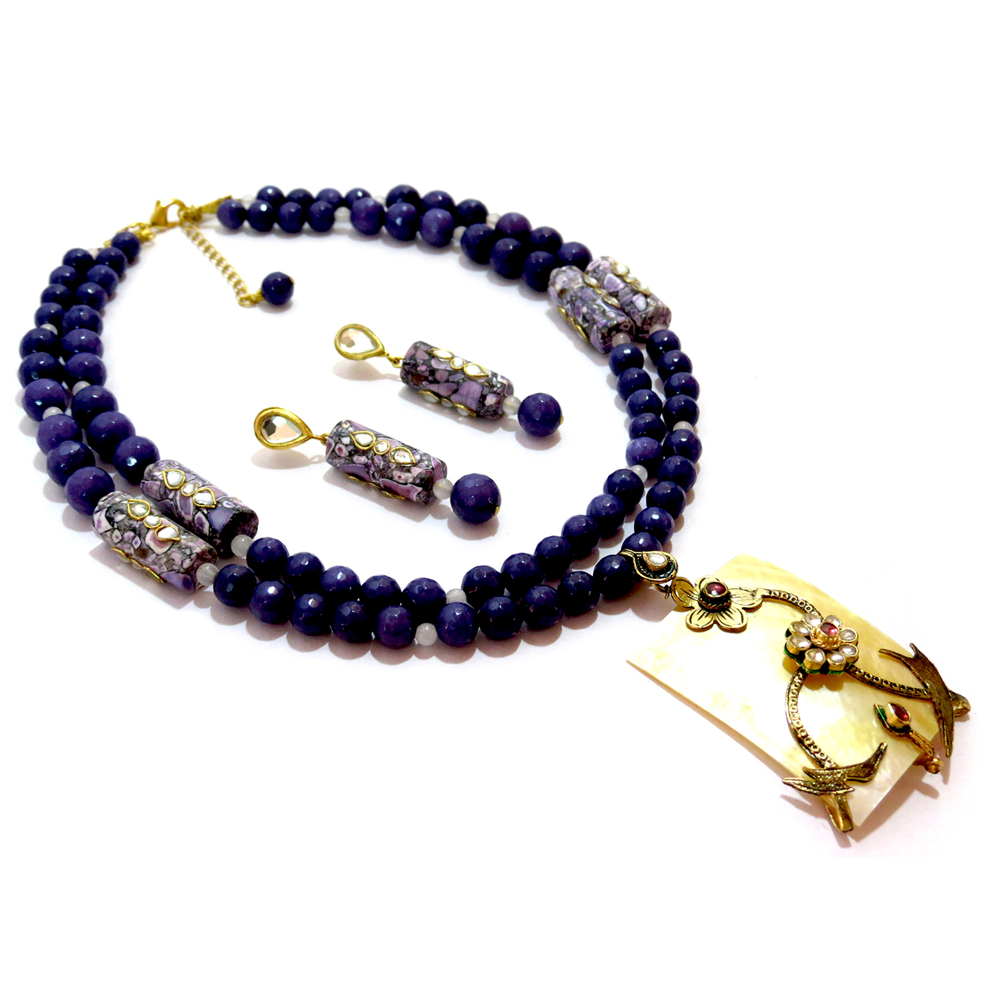 Purple Agate Necklace  Earring