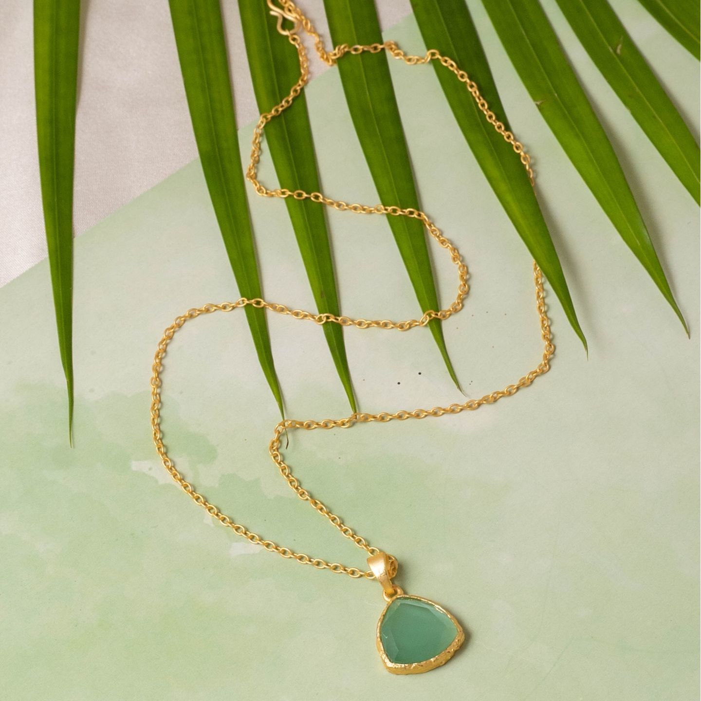 Green Triangle Stone Pendant Necklace