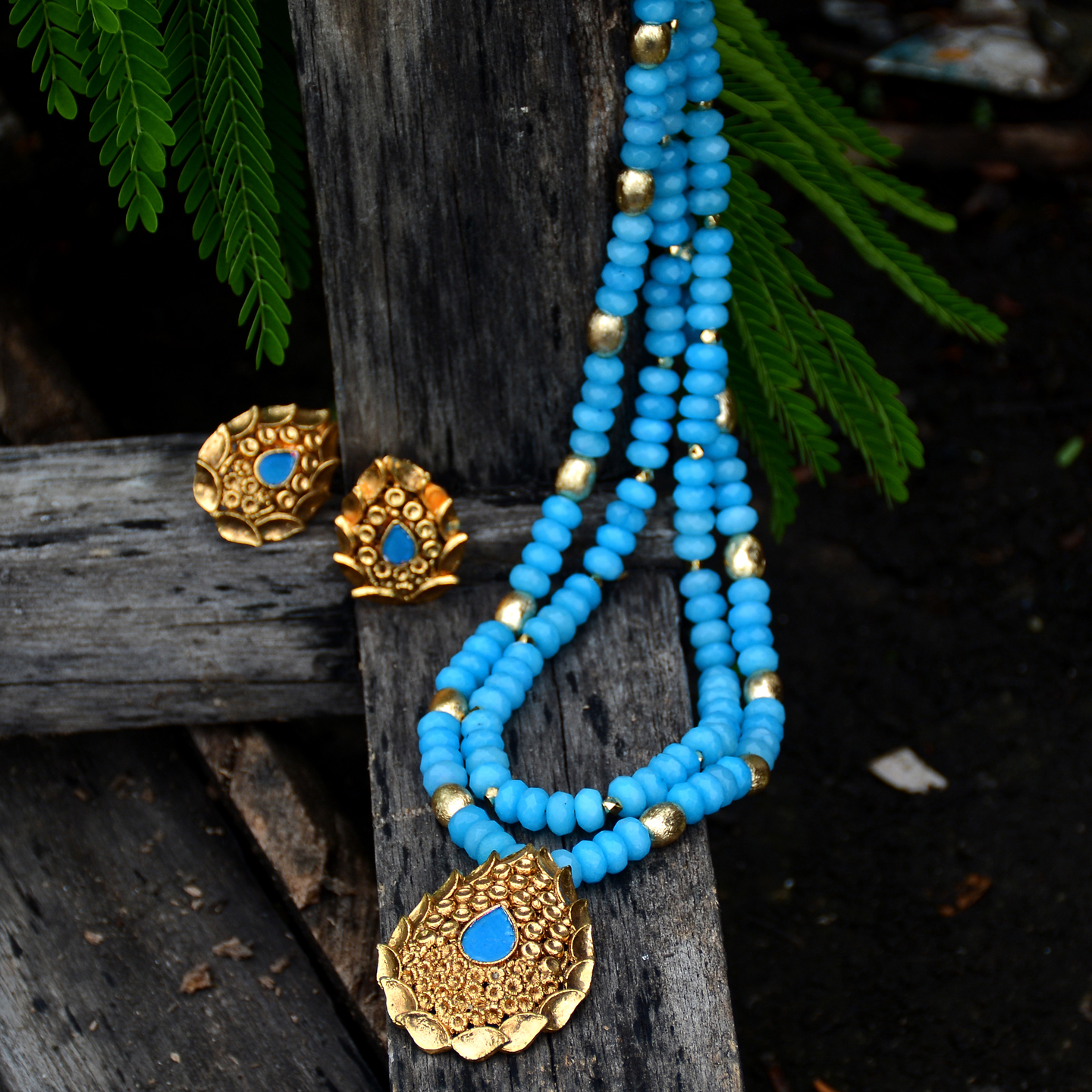Sky Blue Layered Necklace Set