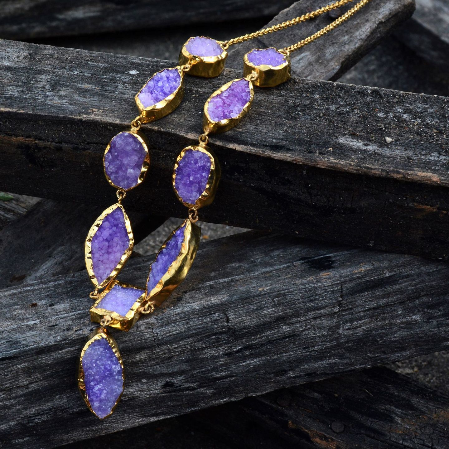 Blue Purple Druzy Necklace