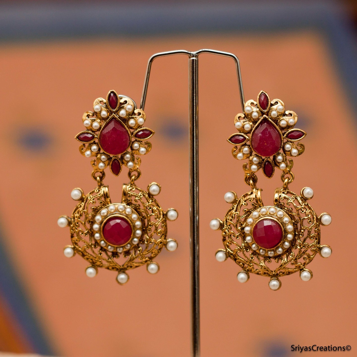 Red Drop Floral Dangler 