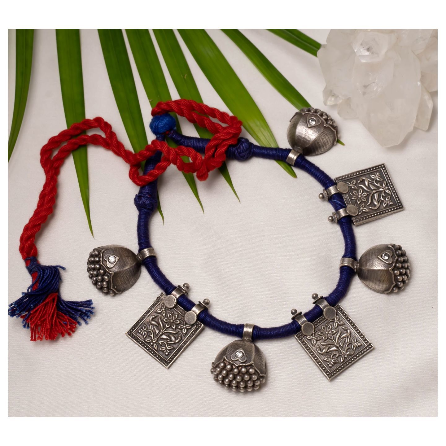 Multi Pendant Silver Lookalike Necklace