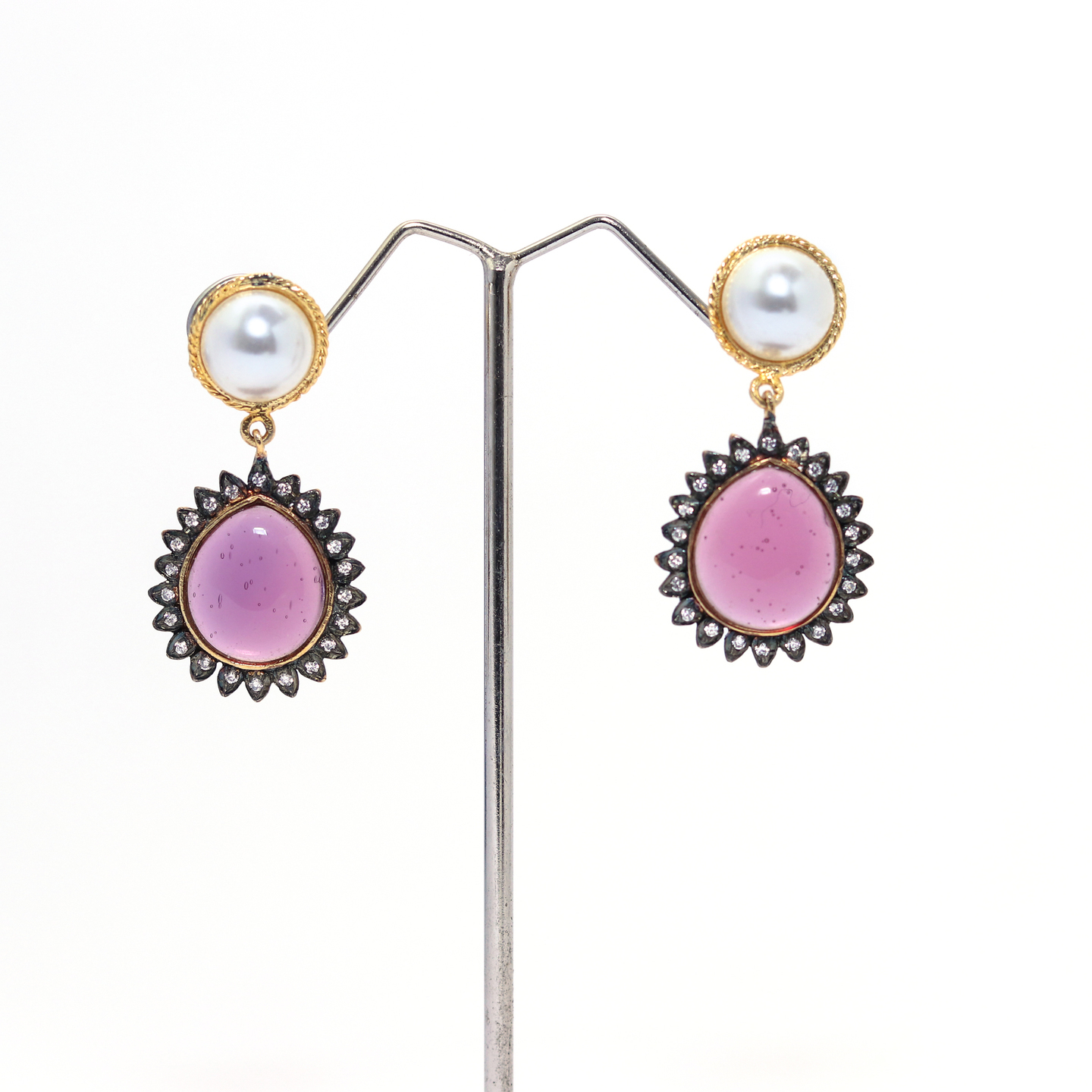 Wine Pearl Drop Earrings