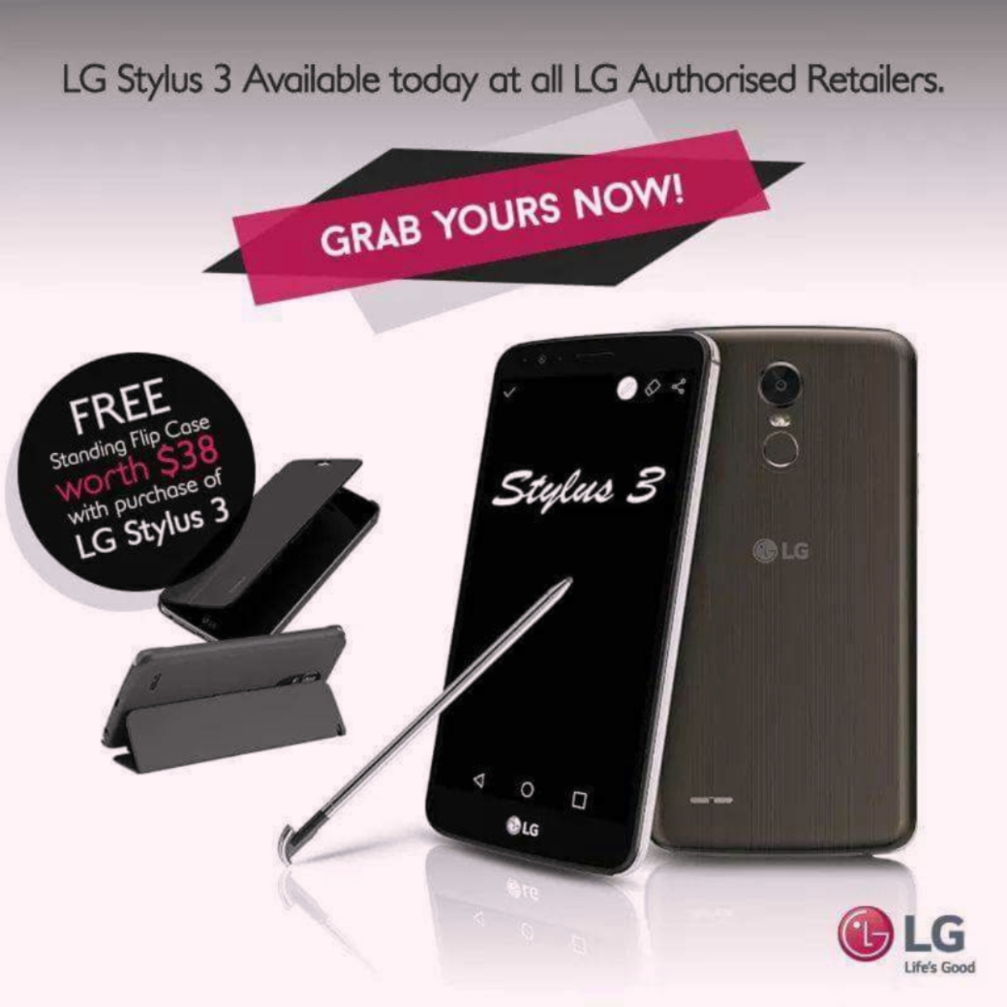 LG Stylus 3 with smart cover