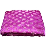 Rani Pink and Golden Floral Design Brocade Silk Fabric, Festival, (1 Meter) Butterfly Design