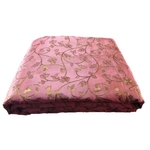 Baby Pink and Golden Floral Design Bamboo Jacquard Silk Fabric, Festival, (1 Meter)