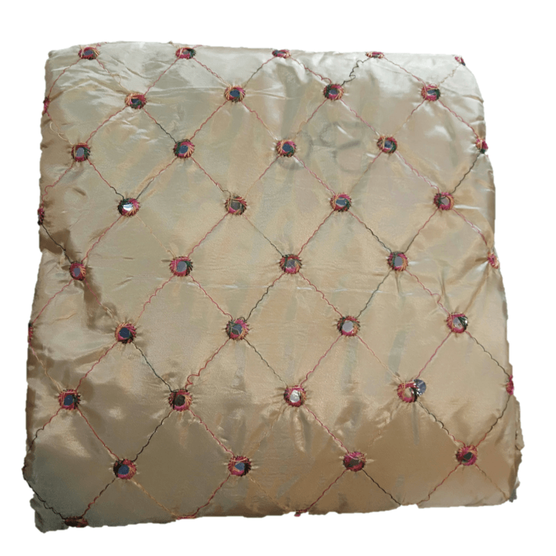 LA'Facon Paper Silk Embroidered Mirror Work Fabric