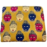 Rayon Kalamkari Handblock Saree Blouse/Kurti Fabric 100 cms - Yellow Budda Print