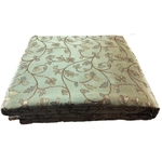 Pista Colour and Golden Floral Design Bamboo Jacquard Silk Fabric, Festival, (1 Meter)