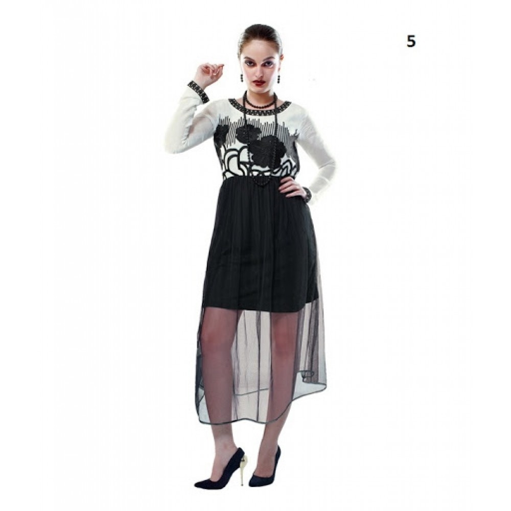 Lafacon Stitched Black Solid Georgette Kurtii