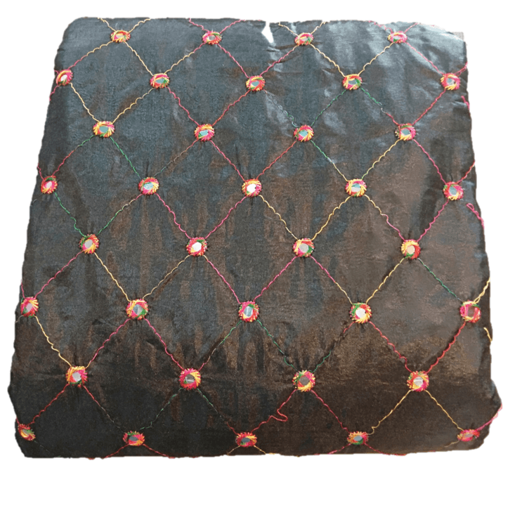 LA'Facon Paper Silk Embroidered Mirror Work Fabric