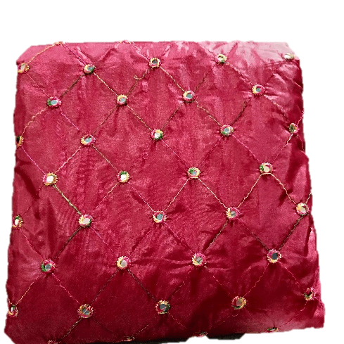 LA'Facon Paper Silk Embroidered Mirror Work Fabric