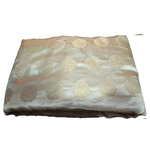Chikkoo and Golden Floral Design Brocade Silk Fabric, Festival, (1 Meter) Gola Design