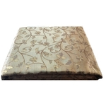 Cream and Golden Floral Design Bamboo Jacquard Silk Fabric-For Wedding, Festival, Party Wear 1 Meter