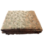 Peach Colour and Golden Floral Design Bamboo Jacquard Silk Fabric-For Wedding, Festival, Party Wear (1 Meter)
