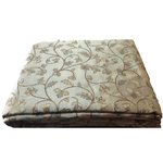 Chikoo and Golden Floral Design Bamboo Jacquard Silk Fabric, Festival, (1 Meter)