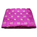 Rani Pink and Golden Floral Design Brocade Silk Fabric, Festival, 1 Meter Haathi More Design