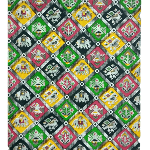 Cotton Kalamkari Handblock Saree BlouseKurti Fabric 100 cms - Flowers Print