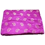 Rani Pink and Golden Floral Design Brocade Silk Fabric, Festival, (1 Meter) Kaju Design