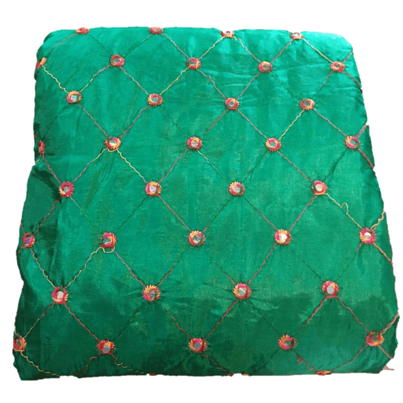LA'Facon Paper Silk Embroidered Mirror Work Fabric
