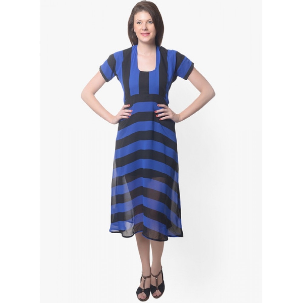 Lafacon-Blue-Colored-Printed-Shift-Dress