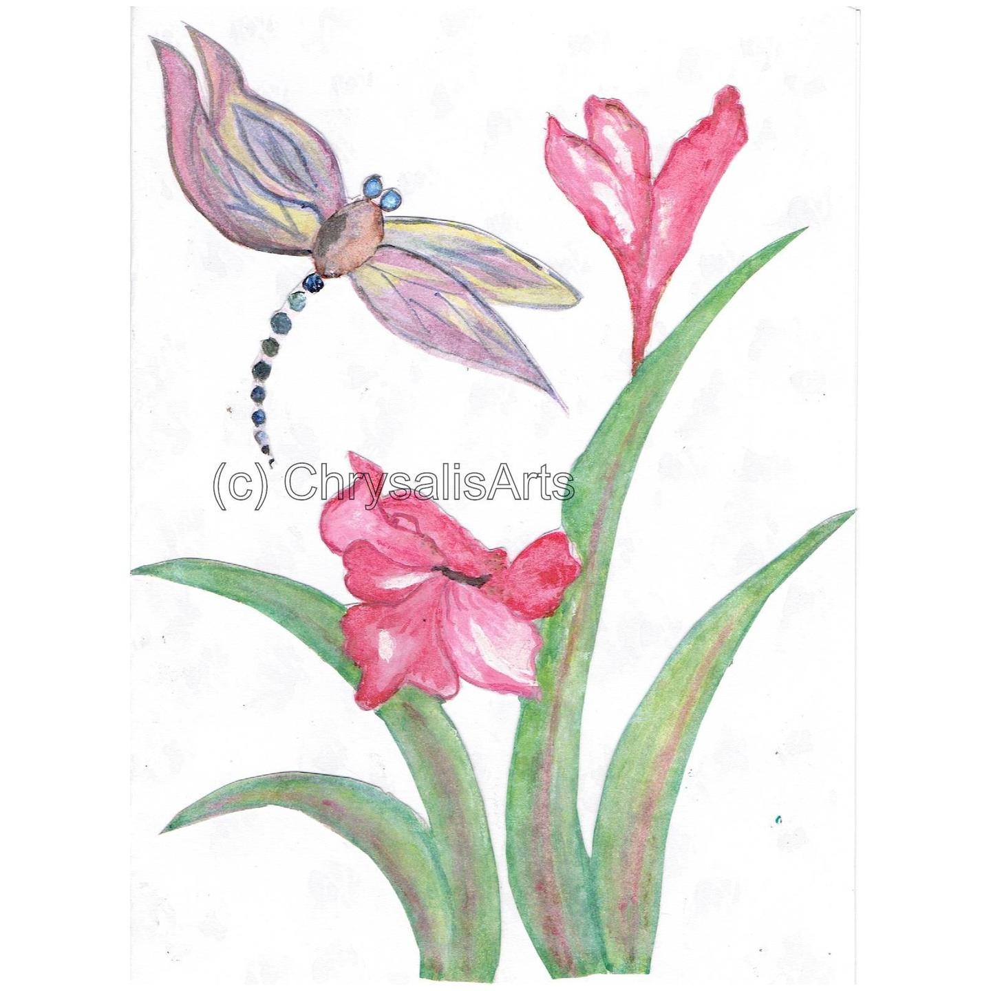 Dragon fly Among lilies
