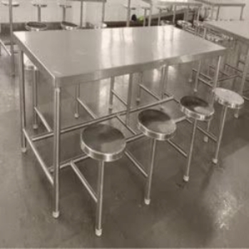 Canteen Dining Table with Folding Stools