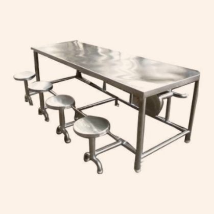 Dining Table with Folding Stools 6 Seater