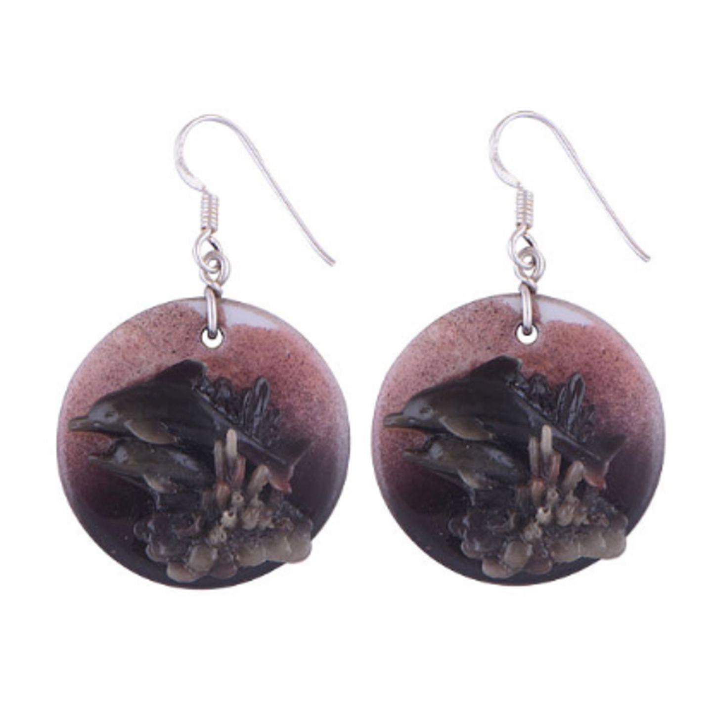 The Mauve Shell Silver Earrings