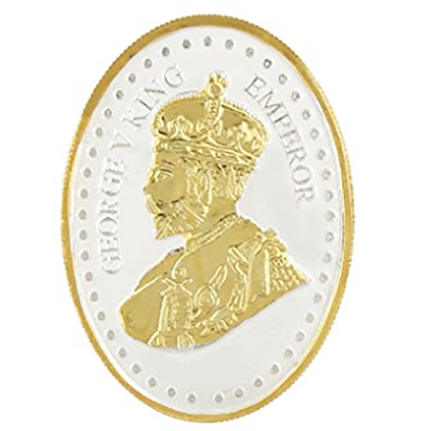 Silver Coin George King V Emperor 24 Kt Gold Plated 100 Gm 999 BIS Hallmarked