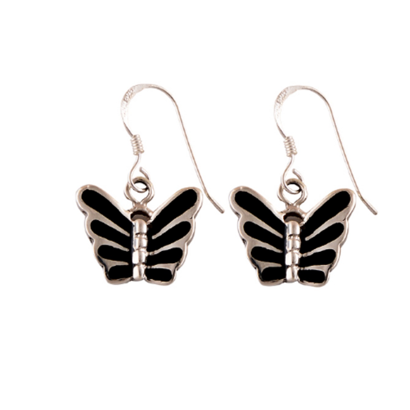 The Butterfly Black Onyx Silver Earrings