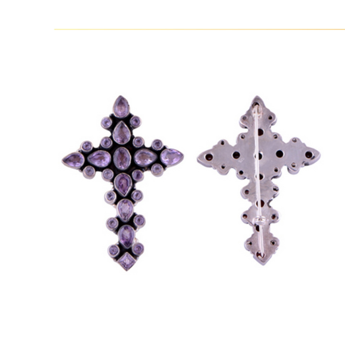 The Periwinkle Holy Cross Silver Brooch