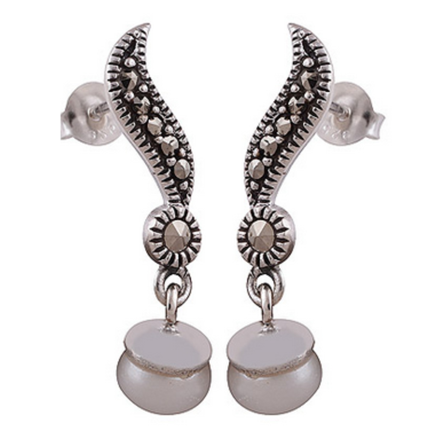The Marcasite & Pearl Cut Stone Studs