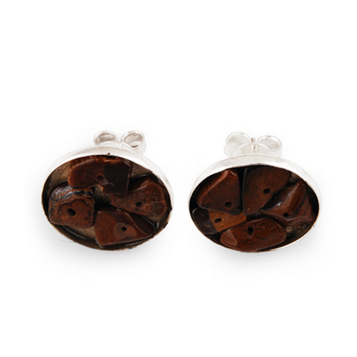 The Tiger Eye Silver Studs