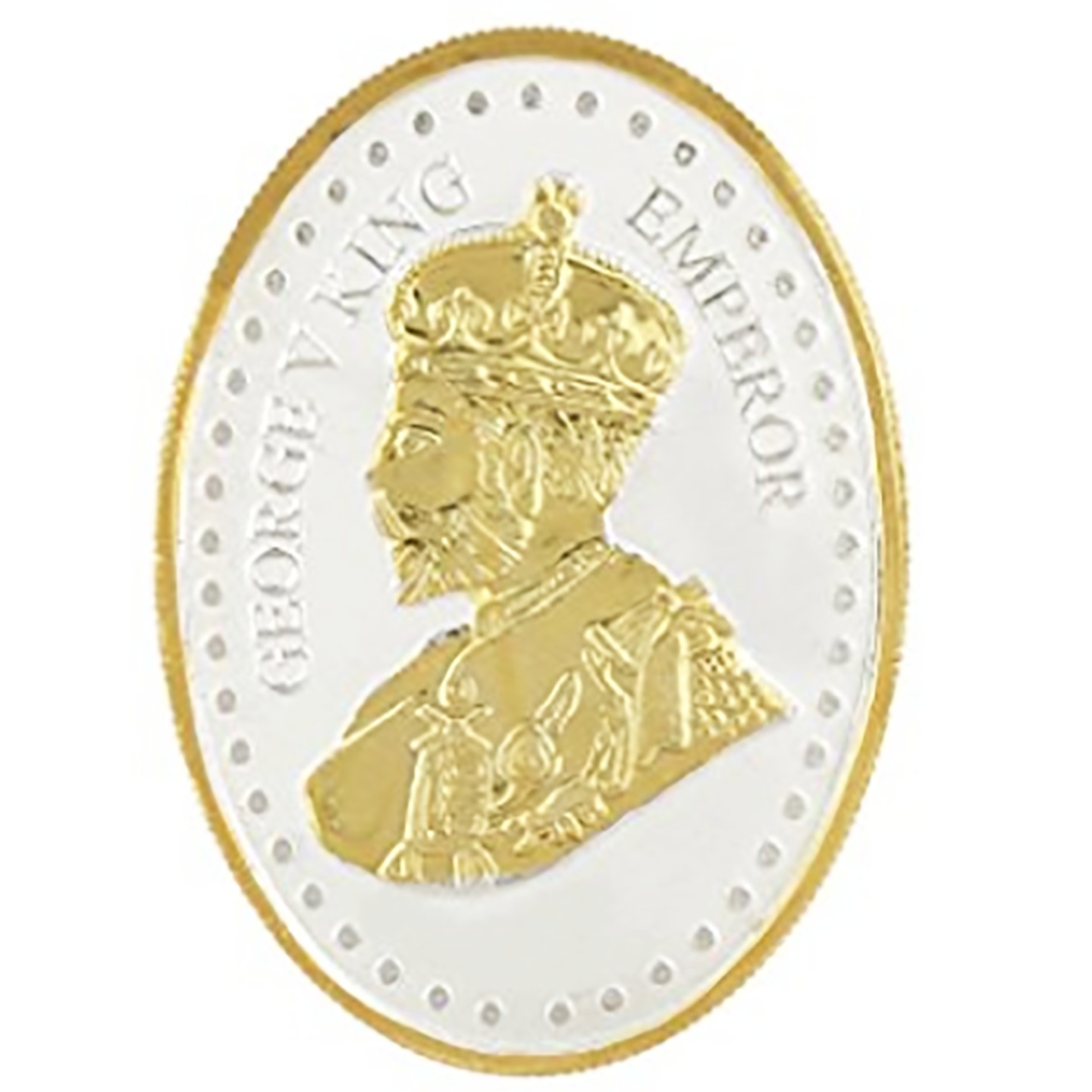 Silver Coin George King V Emperor 24 Kt Gold Plated 20 Gm 999 BIS Hallmarked