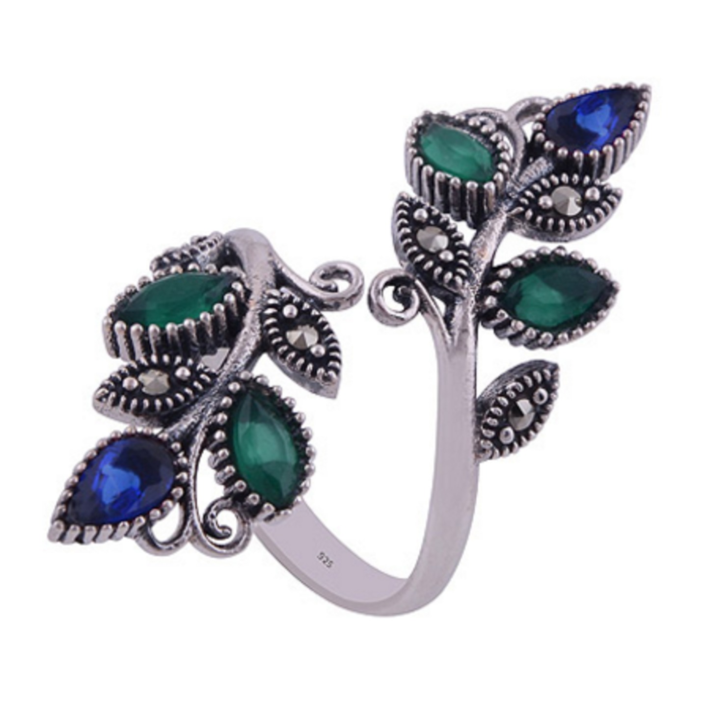 The Green Blue Vine Silver Ring