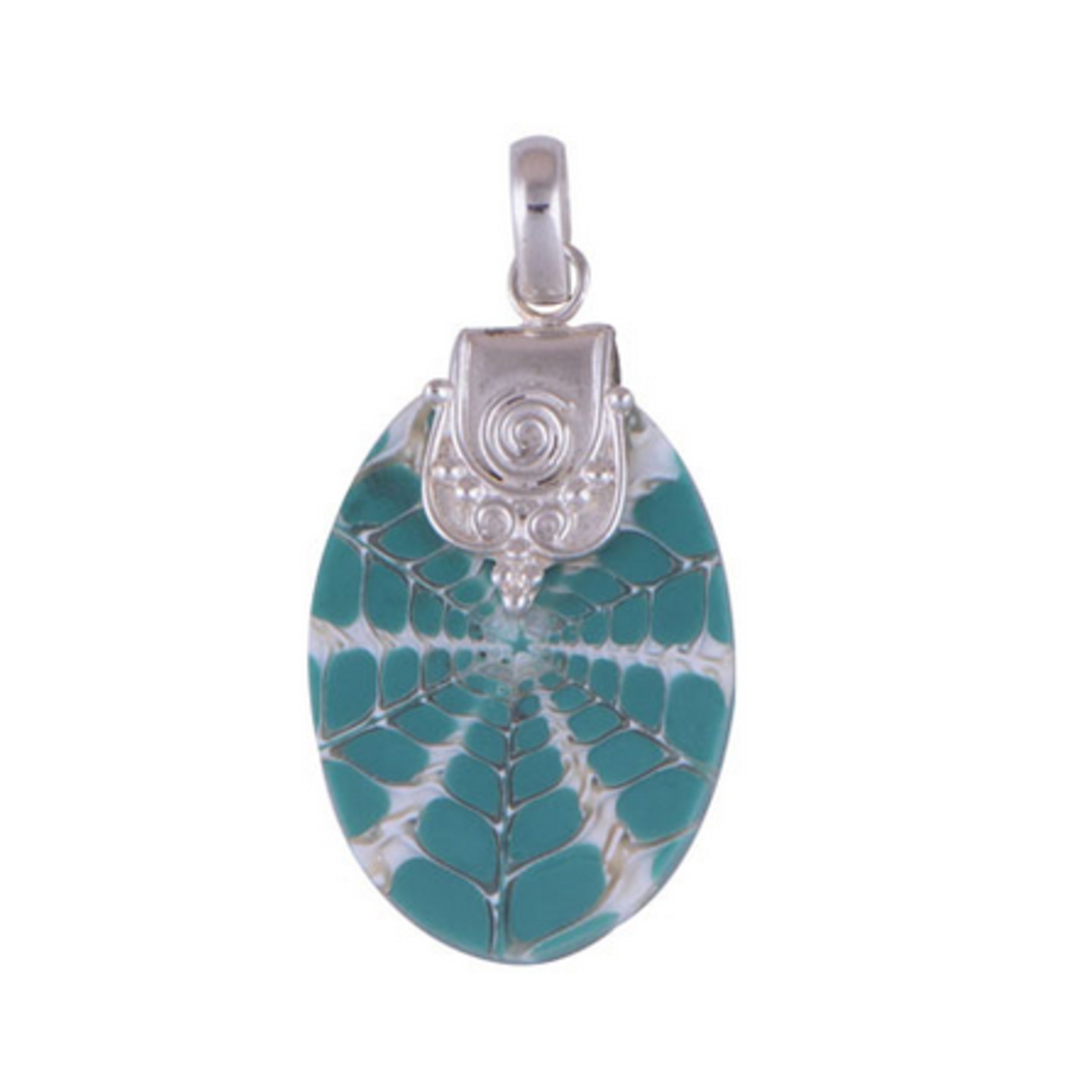 Turquoise Blue Shell Silver Pendant