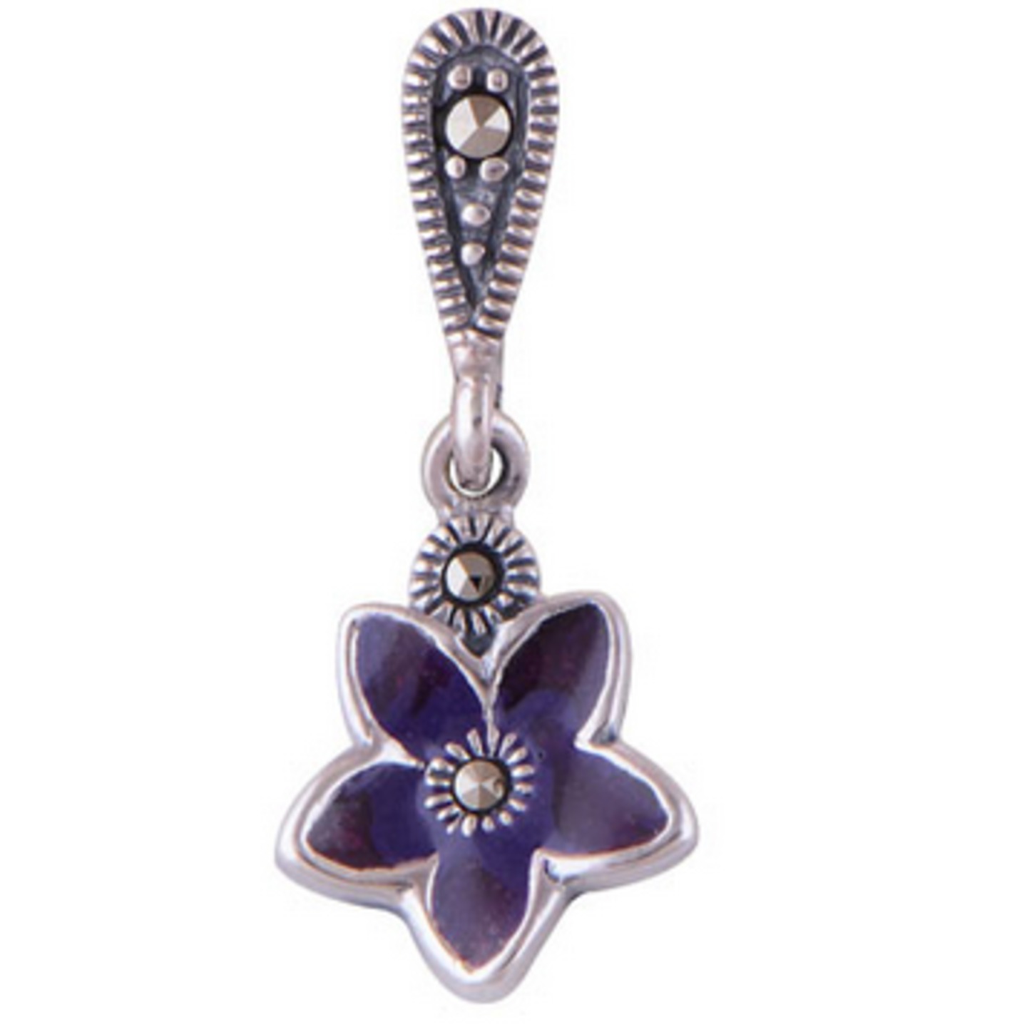 The Flower Enamel & Marcasite Silver Pendant