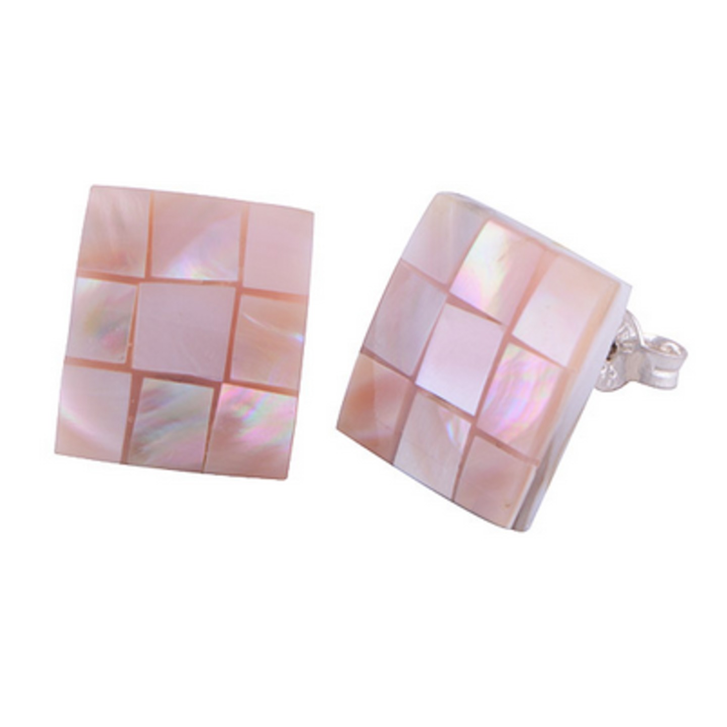 The Pink Reflection Shell Silver Studs