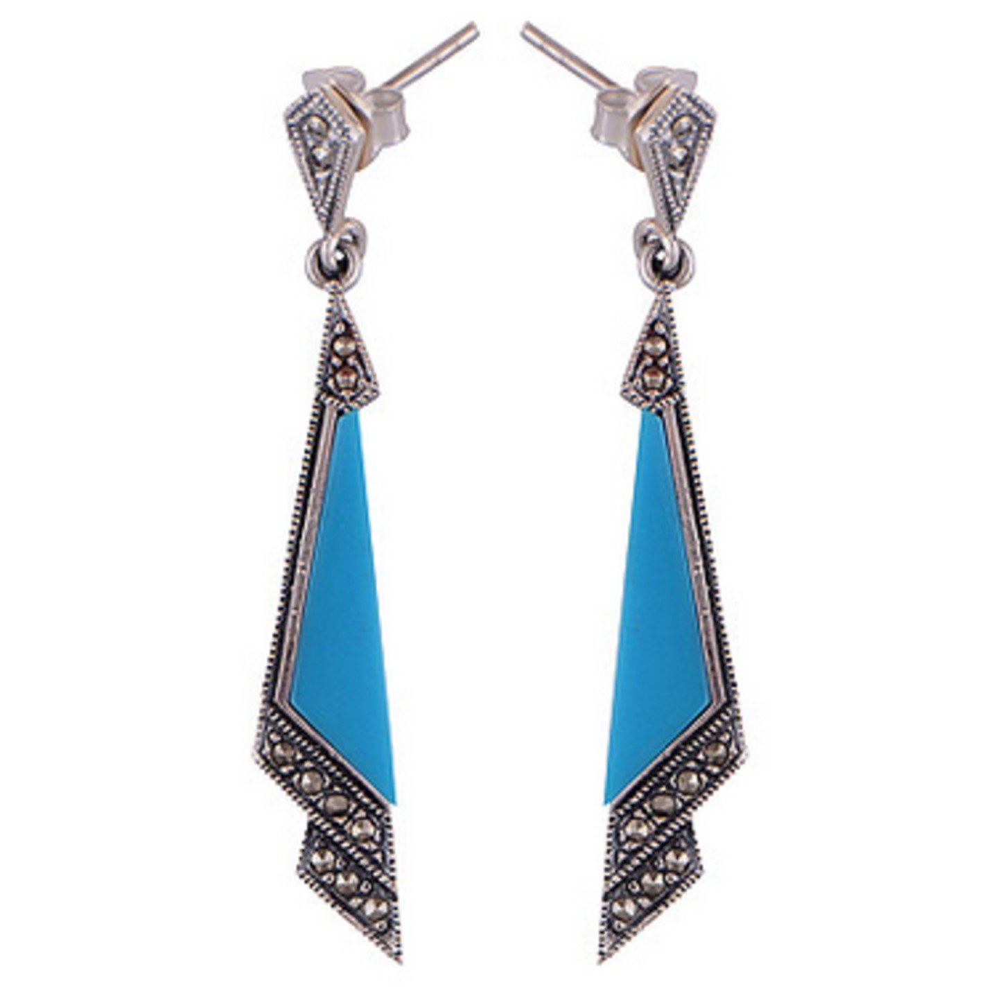 The Turquoise Angle Marcasite Cut Stone Studs