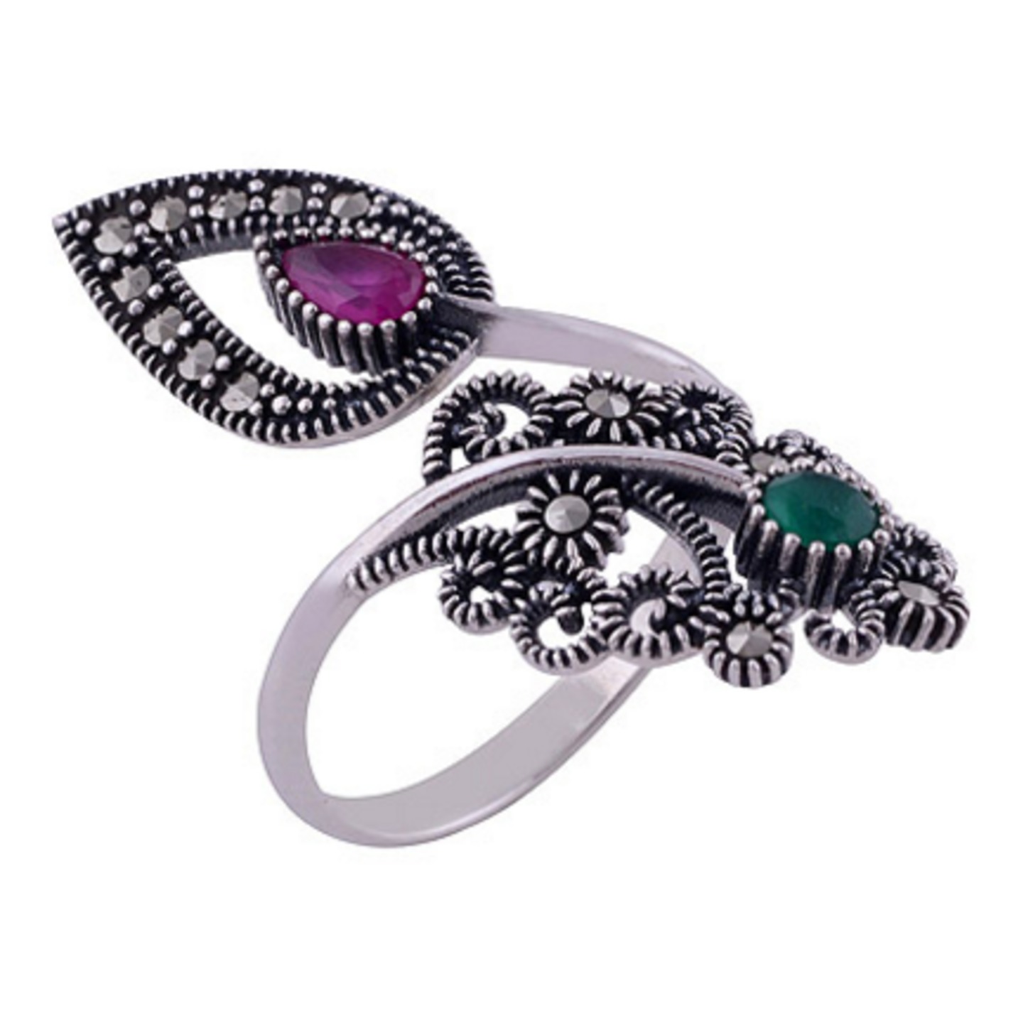The Red Green Pasley Silver Ring